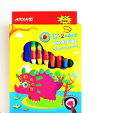 پاستل روغنی مداد شمعی 12 رنگ جعبه طلقی و مقوایی آریا